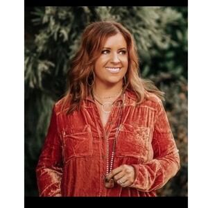 Holding Horses Anthropologie  Crushed Velvet Shirt Top Burnt Orange Size Small